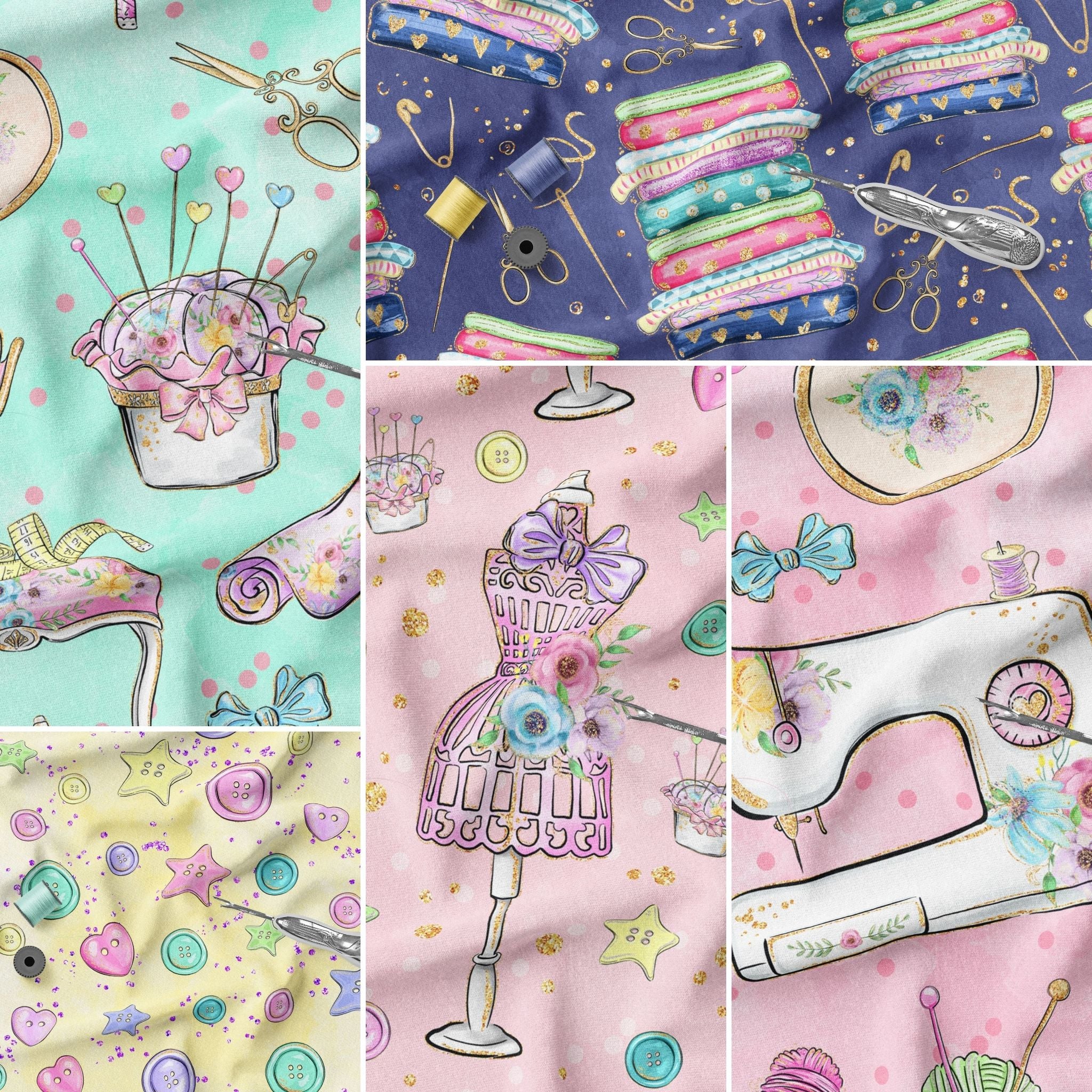 Cotton Fabric - Sewing Fabric - Sew Lovely Sewing Pin Toss Ball Pins Sewing  Notions Cream - 4my3boyz Fabric