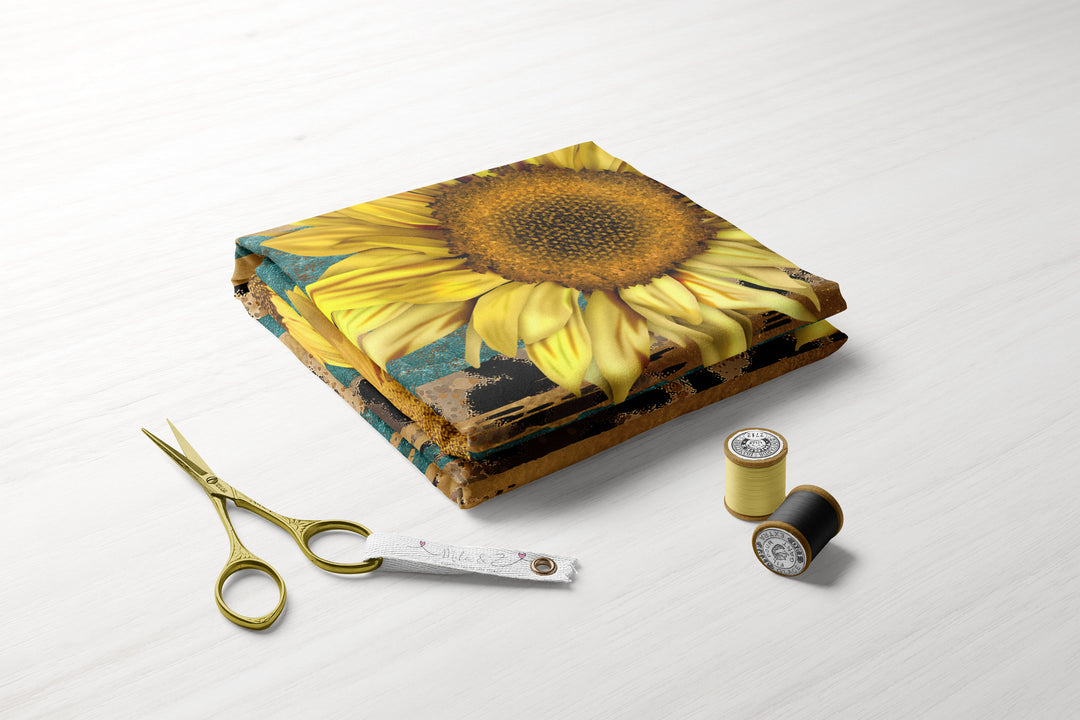 Sunflowers meets Safari 100% Cotton Fabric -MZ0001SF