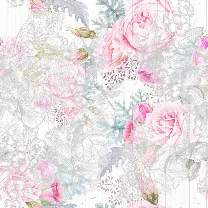 Shabby chic  Roses 2 100% Cotton Fabric -MZ0002RS