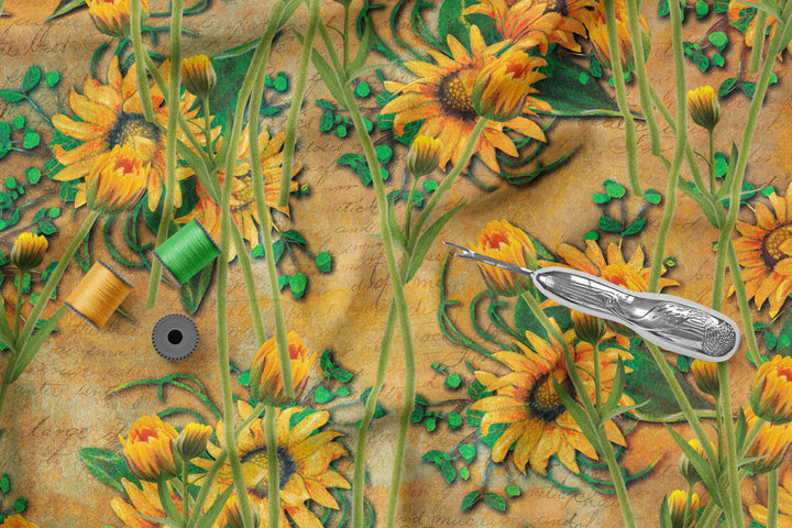 Sunflowers fields 100% Cotton Fabric -MZ0005SF