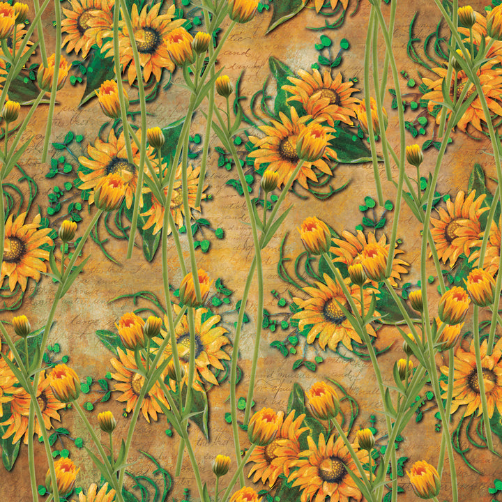 Sunflowers fields 100% Cotton Fabric -MZ0005SF