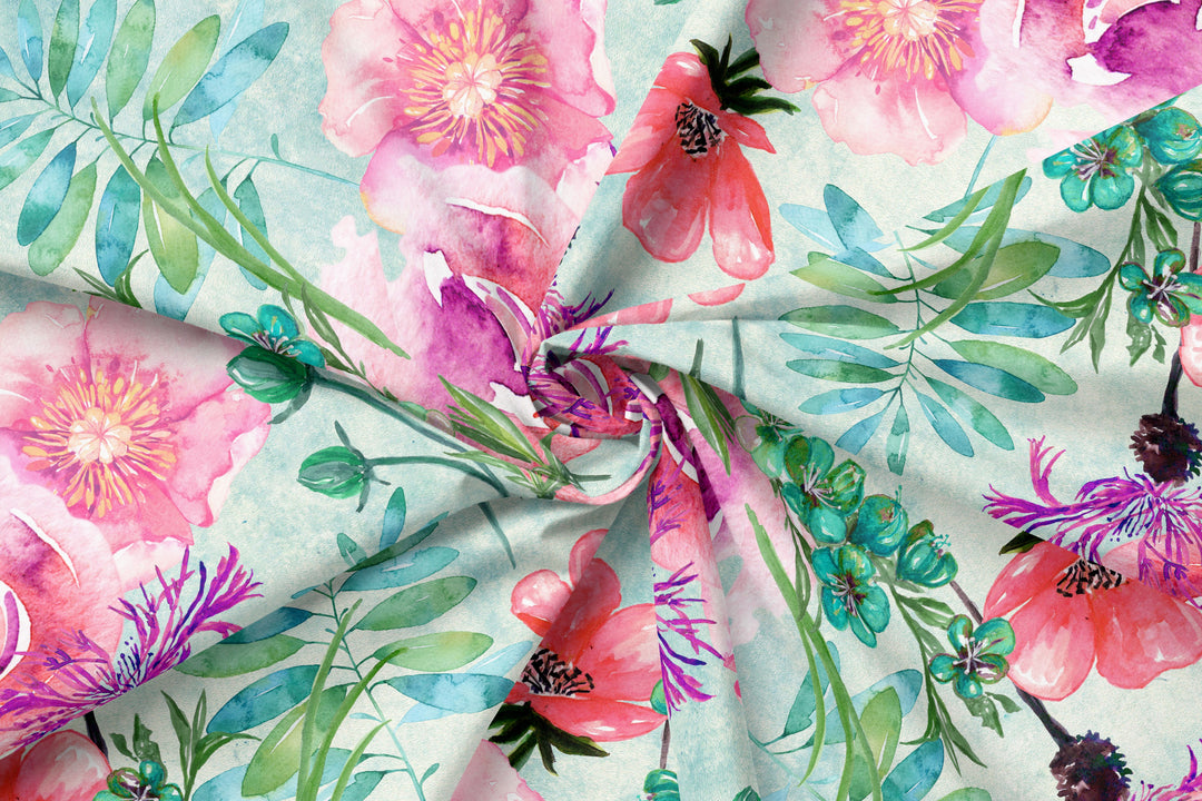 Flower Medley 100% Cotton Fabric -MZ0025FW