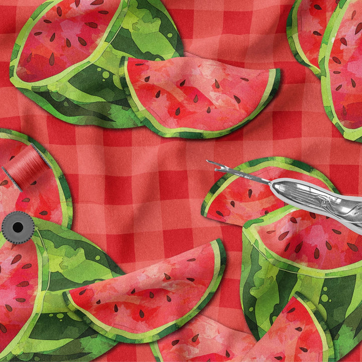 Watermelon Gingham 100% Cotton Fabric - MZ0003WM